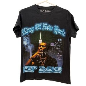 Pop Smoke King‎ of New York Graphic T Shirt Black Size S Hip Hop Rap